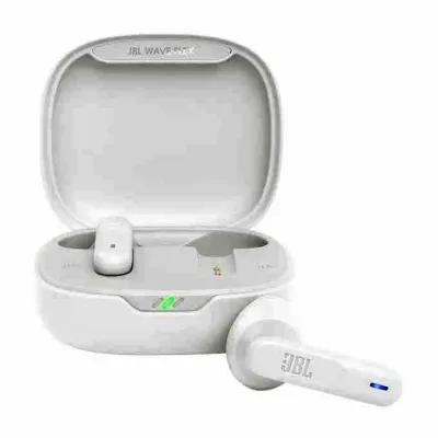 Jbl Wave Flex Auricolari Wireless in-Ear Bluetooth Waterproof IP54 e Antipolvere IPX2 Deep Bass Sound Tecnologia Talkthru e Ambientaware fino a 32 H di Autonomia con Custodia di Ricarica Bianco