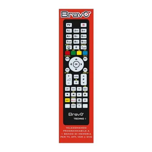 Bravo Techno 1 Telecomando Programmabile a 1 Banco di Memoria per TV / VCR / DVD Player / DTT