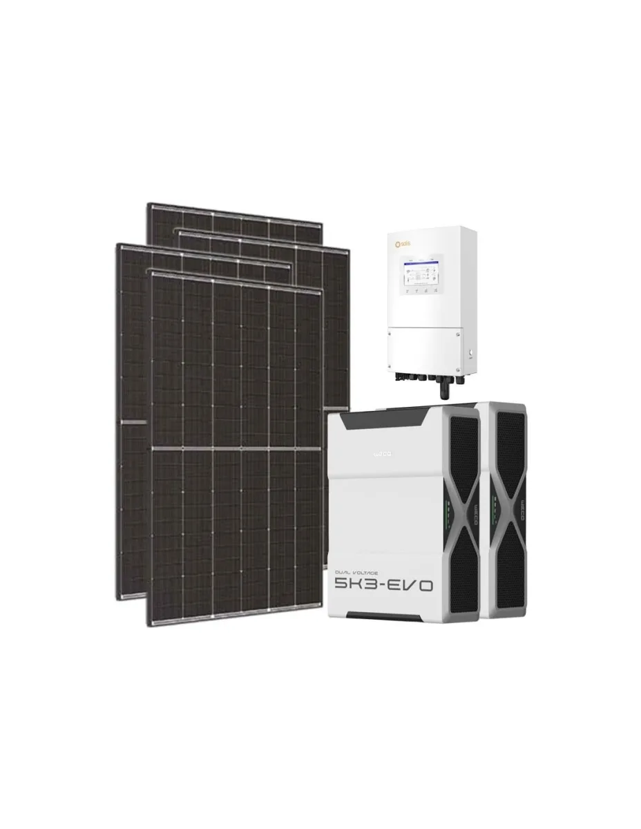 Kit fotovoltaico monofase 6300W inverter 6kW Solis LV batteria al litio 10.44kWh Weco EVO 5k3