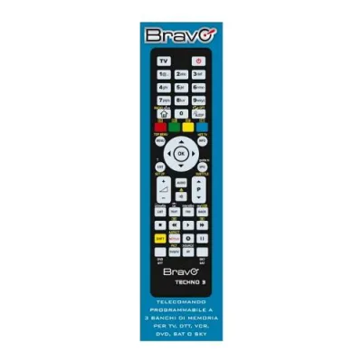 Bravo Techno 3 Telecomando Programmabile a 3 Banchi di Memoria per TV / VCR / DVD Player / DTT / SKY