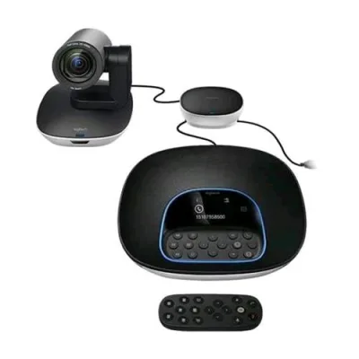 Logitech Conference Group Kit per Videoconferenza Web Cam 30FPS Zoom 10X + Telefono Vivavoce + Telecomando Colore Nero