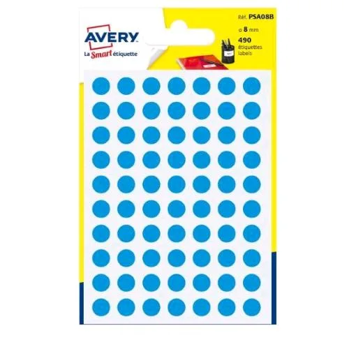 Avery Conf 420 Etichette Adesive Rotonde Diametro 8 mm Blu