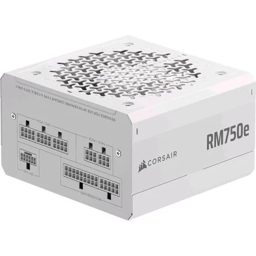 Corsair RM750E 2025 Alimentatore 750W Cybenetics Gold Completamente Modulare a Basso Rumore Pcie 5.1 ATX 3.1 Bianco