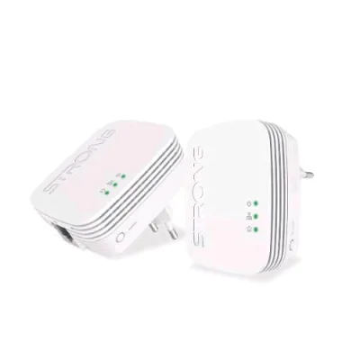 Strong Powerline 1000 Duo Mini Kit di 1 Adattatore Powerline 600 Mini + 1 Adattatore Powerline Wi-Fi 600 Mini fino a 1000 Mbit/S