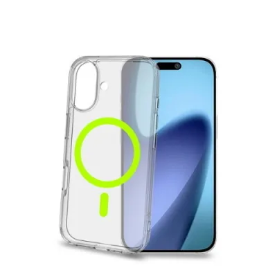 Celly Apple iPHONE 17 Cover Morbida Trasparente in Tpu Magsafe con Anello Magnetico Colore Giallo