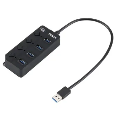 Nilox Nxhub-05 Hub 4 Porte USB 3.0 con Switch