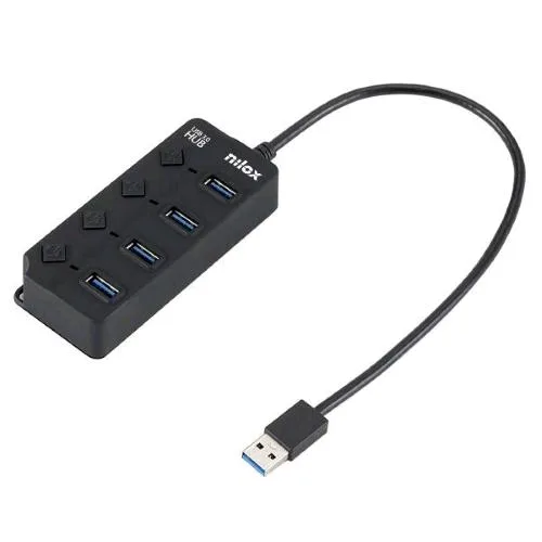 Nilox Nxhub-05 Hub 4 Porte USB 3.0 con Switch