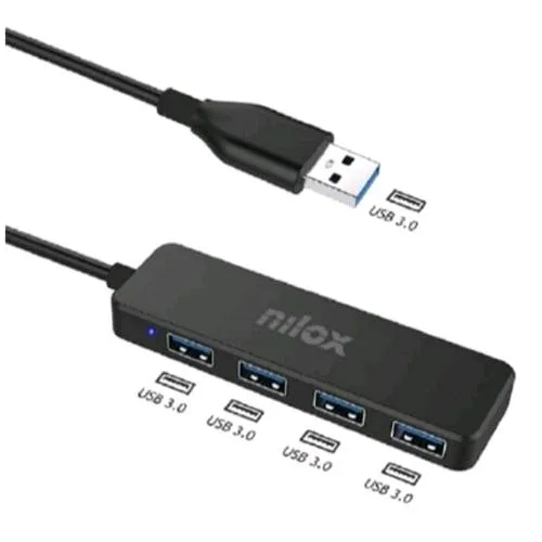 Nilox NXHUB402 Hub 4 Porte USB 3.0 Nero