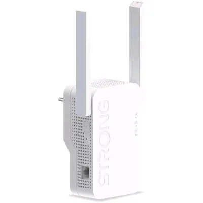 Strong Repeater Ax 3000 Wireless Extender Dual Band 2.4/5GHz Wi-Fi 6 fino a 3000 Mbit/S 1 Porta Gigabit Funziona Attraverso la Rete Elettric e con Qualsiasi Modem o Router Bianco