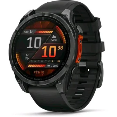 Garmin Fenix 8 Smartwatch 47mm 1.4" Amoled Touchscreen GPS Comandi Vocali Multi-Band Torcia Mappe Slate Gray & Black