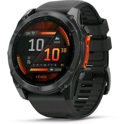 Garmin Fenix 8 Smartwatch 51mm 1.4" Amoled Touchscreen GPS Comandi Vocali Multi-Band Torcia Mappe Slate Gray & Black