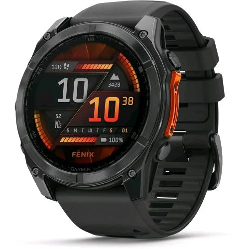 Garmin Fenix 8 Smartwatch 51mm 1.4" Amoled Touchscreen GPS Comandi Vocali Multi-Band Torcia Mappe Slate Gray & Black