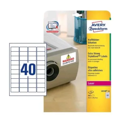 Avery Conf 800 Etichette Adesive Super Aderenti in Poliestere 25,4X45,7 mm Bianco