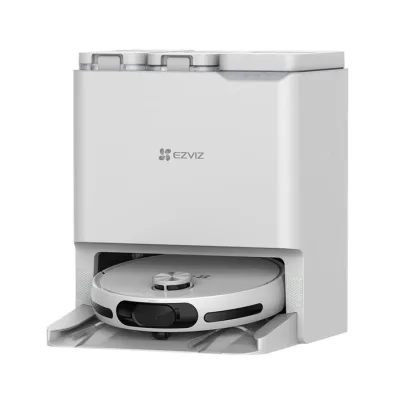 Ezviz RS20 Pro Robot Aspirapolvere Lavapavimenti Wi-Fi con Base 7200PA Base per Ricarica e Svuotamento Acqua/ Polvere Sacchetto 300 ml Pulisce fino a 300 MQ Bianco