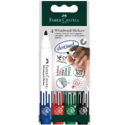Faber Castell Marcatore per Lavagna Punta Tonda Nero Conf 10 Pz.