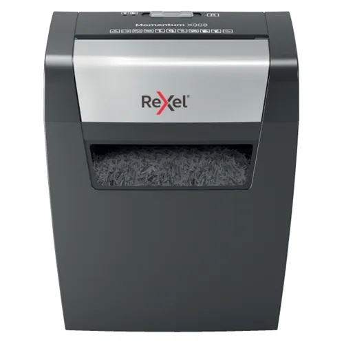 Rexel Momentum X308 Distruggidocumenti a Frammento Cestino 15l Capacita' 8 Fogli Col. Grigio