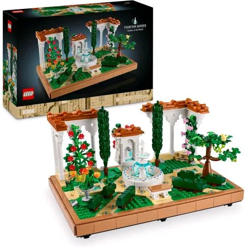 LEGO Icons il Giardino della Fontana Kit di Modellismo da Costruire da Esposizione con Fiori e Piante