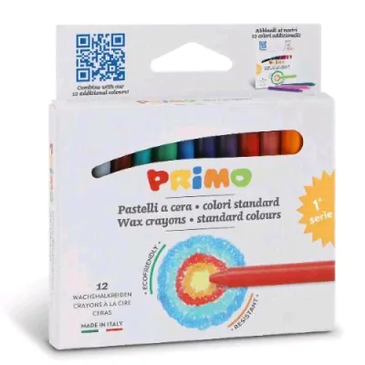 Primo Pastelli a Cera 9X85 mm Colori Assortiti Conf 12 Pz.