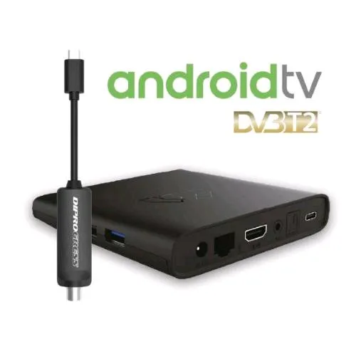 DiProgress Homaticst Decoder Digitale Terrestre DVB-T2 Hevc Android TV Certificato Google