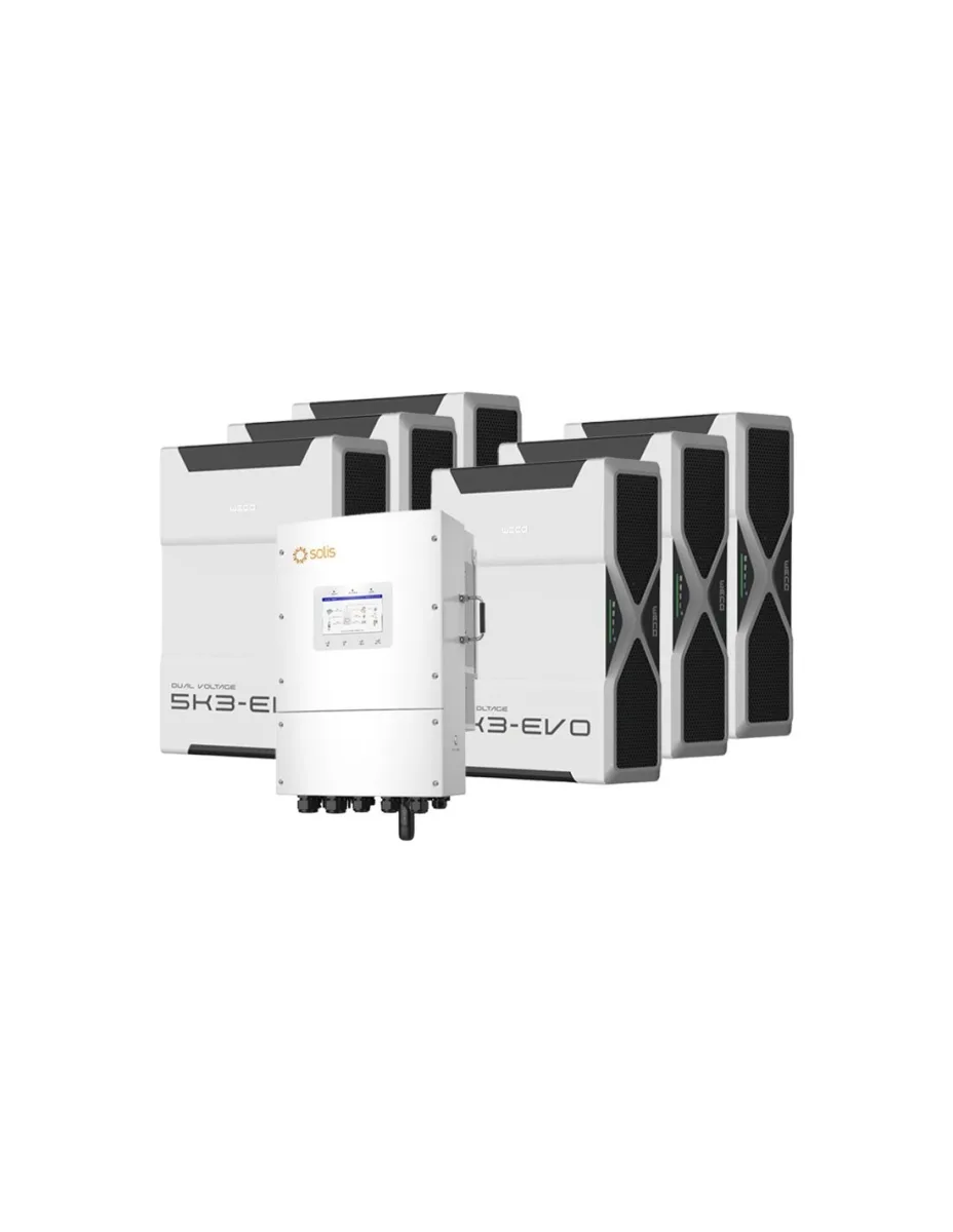 Sistema di accumulo trifase inverter 15kW Solis LV batteria al litio 31.32kWh Weco EVO 5k3