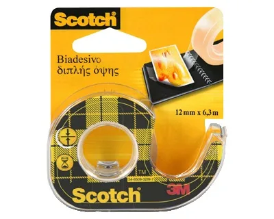 3M Scotch Nastro Biadesivo Trasparente 12MMX6.3M con Dispenser Chiocciola