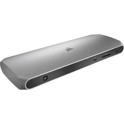 Corsair TBT100 DOCKING STATION THUNDERBOLT 3 2 Porte USB-C 3.1, 2 Porte USB-A 3.1, 2 Porte HDMI, Jack Audio In/Out da 3.5 mm, Porta Gigabit Ethernet, Lettore di Schede SD