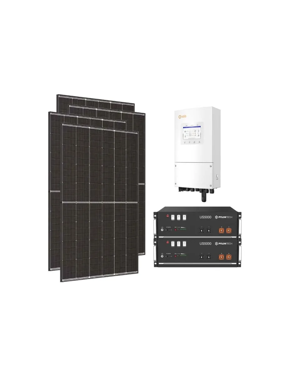 Kit fotovoltaico monofase 3600W inverter 3.6kW Solis batteria al litio 9.6kWh US5000 Pylontech