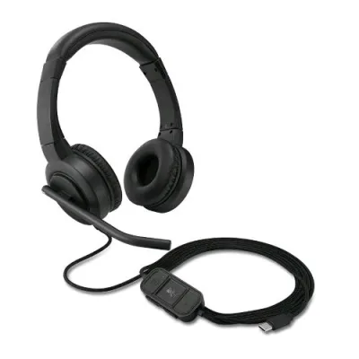 Kensington H1000 Cuffia On-Eear USB-C con Audio HD Microfono con Cancellazione del Rumore Luci LED e Driver da 40 mm con Modalità Plug & Play Universale Black