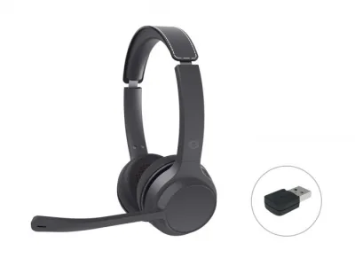 Conceptronic POLONA04B Cuffie con Microfono Stereo Bluetooth 5.3 con Adattore Bluetooth Cancellazione del Rumore Tasto Mute Sul Microfono Nero