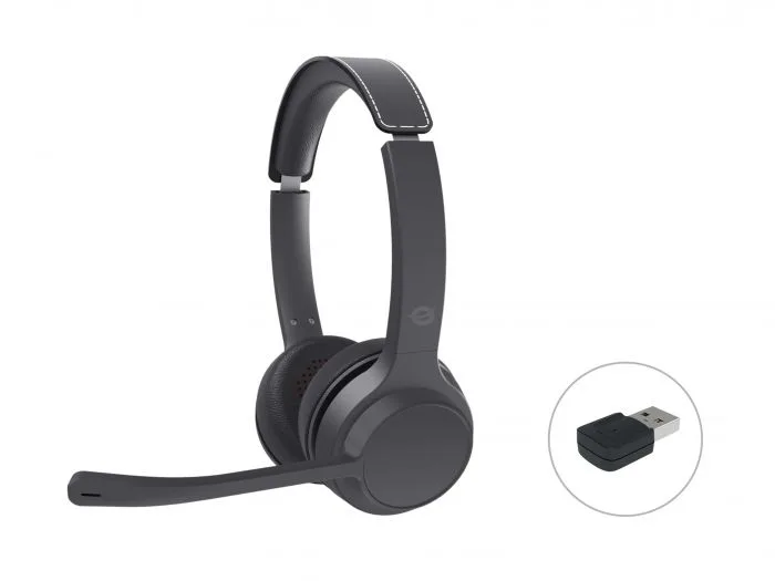Conceptronic POLONA04B Cuffie con Microfono Stereo Bluetooth 5.3 con Adattore Bluetooth Cancellazione del Rumore Tasto Mute Sul Microfono Nero