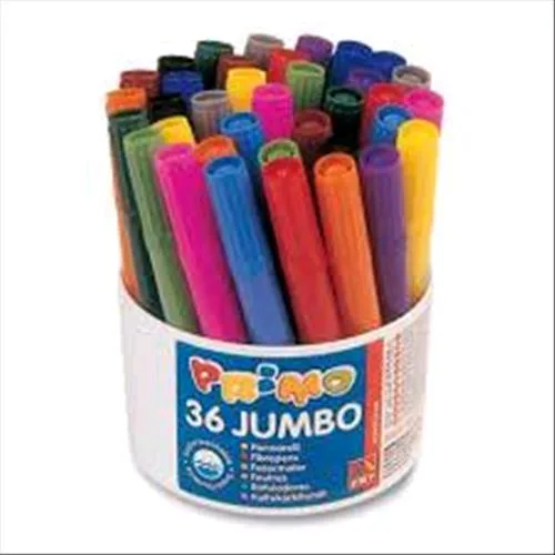 Primo Pennarelli Jumbo Punta Conica Grande Col. Assortiti Conf Secchiello da 36 Pz.