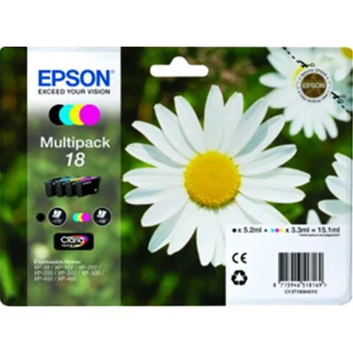 Epson Multipack 18 4 Cartucce Nero+Giallo+Ciano+Magenta