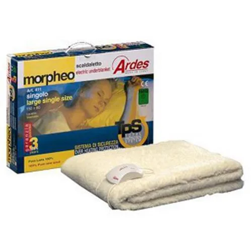 Ardes Morpheo 411 Scaldaletto Singolo (150X80) 100% Lana Controllo Sovratemperature Potenza 60W Cavo di Alimentazione Separabile Garanzia Italia