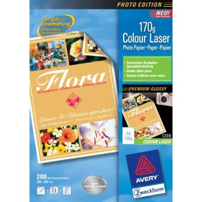 Avery-Zweckform 1298 200 Fogli Carta Stampanti Laser 170 g/M2 Formato A4 Bianco Lucido