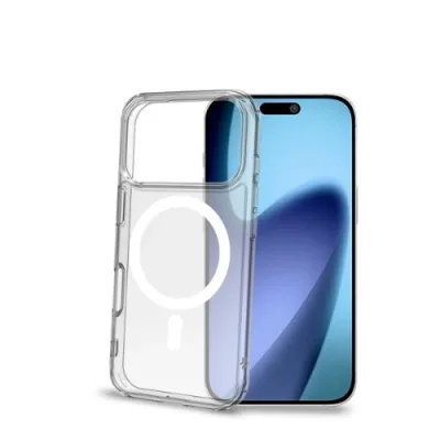Celly Apple iPHONE 17 Pro Cover Morbida Trasparente in Tpu Magsafe con Anello Magnetico Colore Bianco