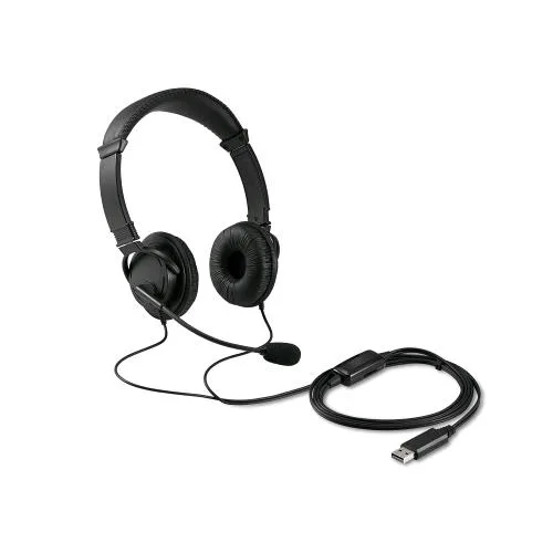 Kensington Hi-Fi Cuffie con Microfono e Comando Volume Sul Cavo 1 x USB Nero