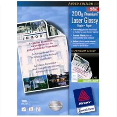 Avery-Zweckform 2798 Conf 100 Fogli Carta per Stampanti Laser Formato A4 200 g/M2 Bianco Patinato
