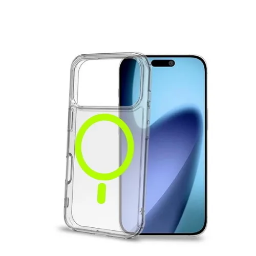 Celly Apple iPHONE 17 Pro Cover Morbida Trasparente in Tpu Magsafe con Anello Magnetico Colore Giallo