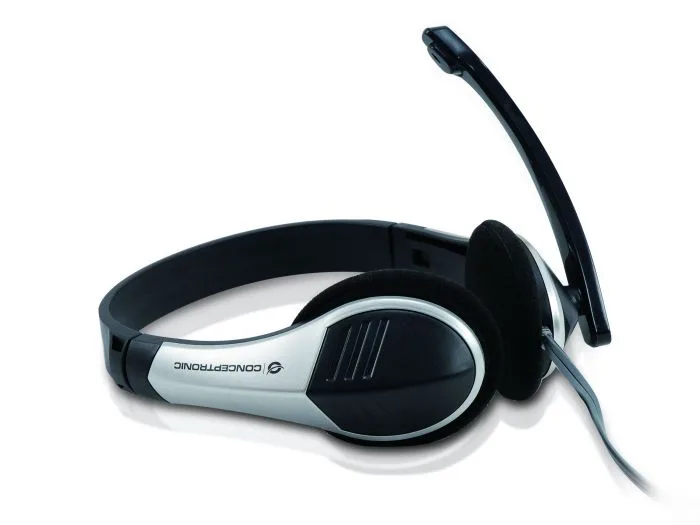 Conceptronic Cuffie con Microfono con Cavo 2 x Jack 3.5mm Nero Argento