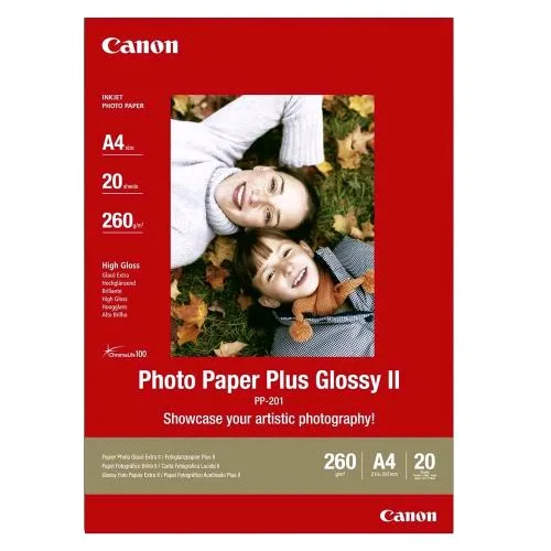Canon Paper PP-201 Risma 20 Fogli Formato A5 Carta Fotografica 260 g/M2 Colore Bianco Finitura Lucida