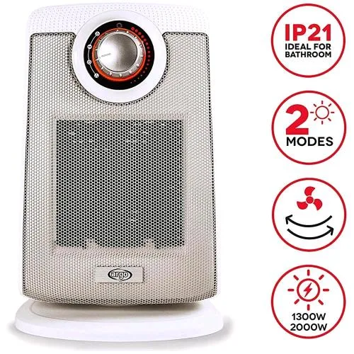 ARGO Beat Ice Termoventilatore Ceramico con Base Oscillante 2000W Bianco