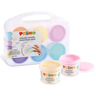 Primo Tempera a Dita in Vasetti da 100 g Colori Assortiti Pastello Conf 6 Pz.