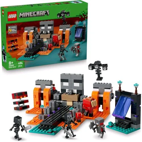 LEGO Minecraft Battaglia Contro il Wither con Guerriero Crimson Strider Cubo di Magma e 2 Figure di Scheletri