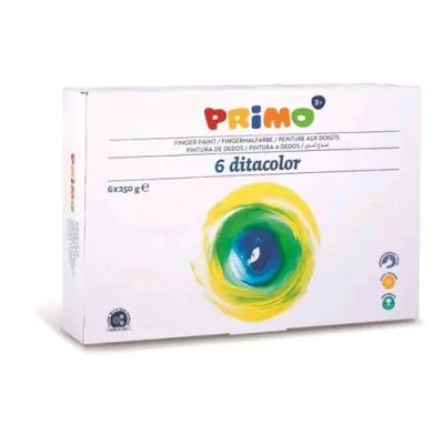 Primo Tempera a Dita in Vasetti da 250 g Colori Assortiti Conf 6 Pz.