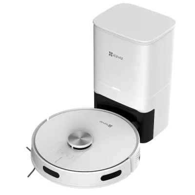 Ezviz RE4 Plus Robot Aspirapolvere Lavapavimenti con Base Svuotapolvere Potenza Aspirazione 4000PA Serbatio 300ml Bianco