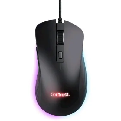 Trust GXT924 Ybar+ Mouse Ottico Gaming USB Sensore Ottico 25K 6 Pulsanti Programmabili Illuminazione LED RGB 25600 DPI Nero