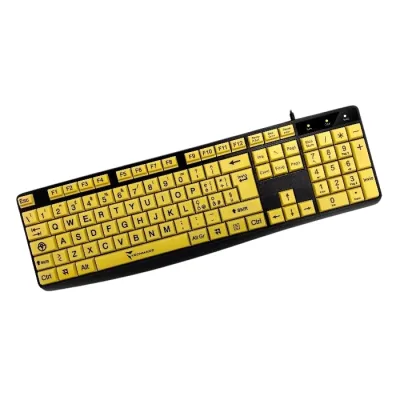 Techmade TM-K002-Yel Tastiera USB Big Font Layout Nera con Tasti Gialli