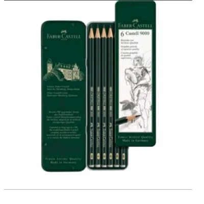 Faber Castell Matite di Grafite Gradazioni Assortite Scatola in Metallo Conf 6 Pz.