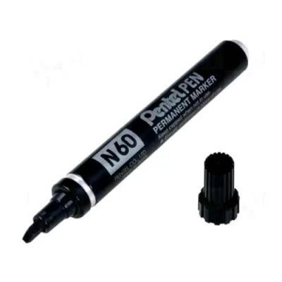Pentel N60 Marcatore Permanente Nero Punta a Scalpello 3.90/5.50 mm Conf 12 Pz.