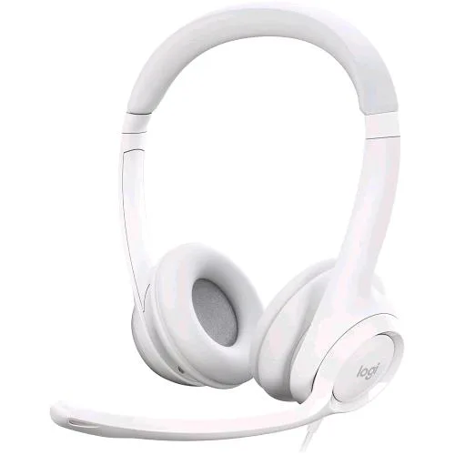Logitech H390 Cuffia con Cavo e Microfono per PC/Portatile Auricolari Stereo Microfono con Cancellazione del Rumore USB-A Bianco